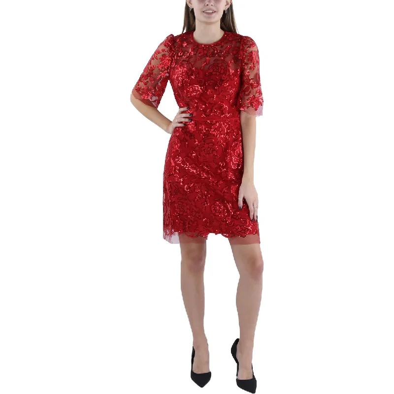 Maggy London Womens Sequined Floral Cocktail And Party Dress