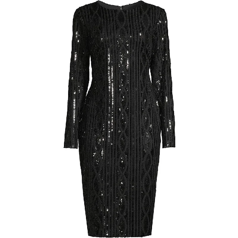 Donna Karan Womens Sequined Knee-Length Cocktail And Party Dress