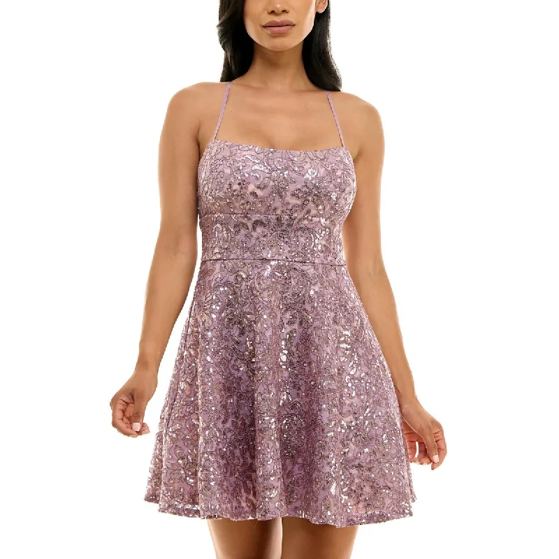 Emerald Sundae Womens Juniors Lace Sequin Cocktail And Party Dress