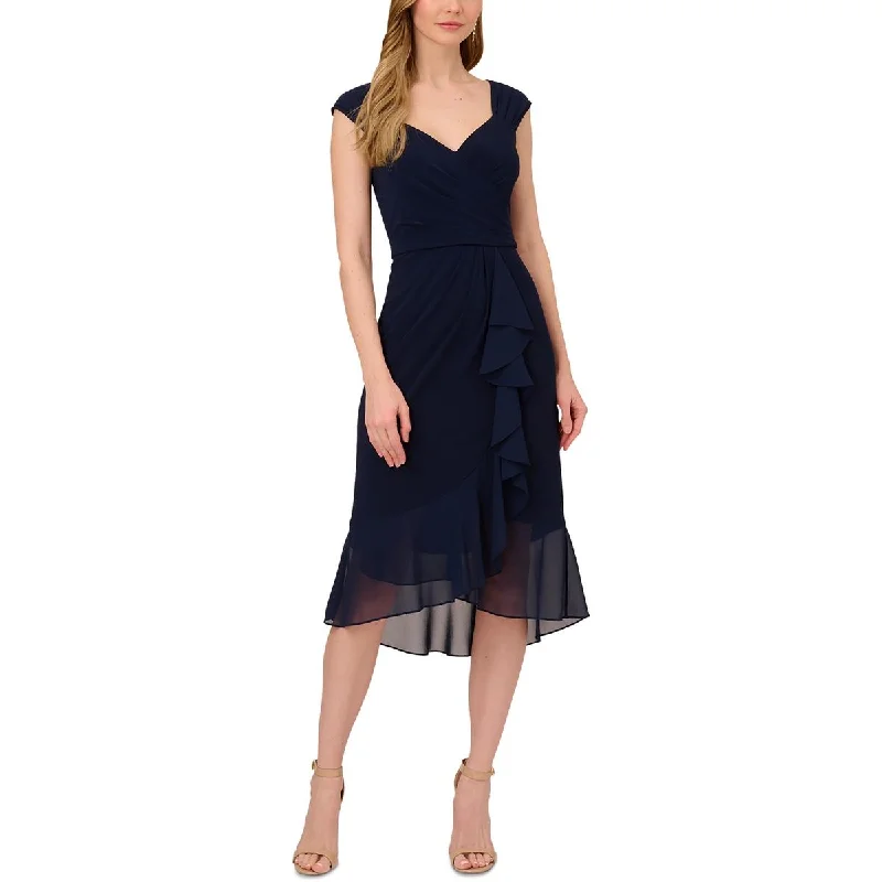 Adrianna Papell Womens Draped Pleated Cocktail And Party Dress