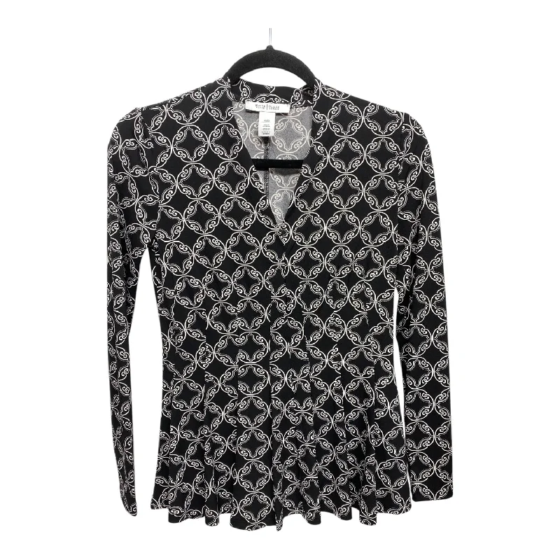 Top Long Sleeve By White House Black Market In Black & White, Size: Xxs