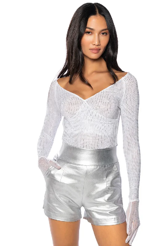 KATARINA WHITE MESH GLOVED SHIRT