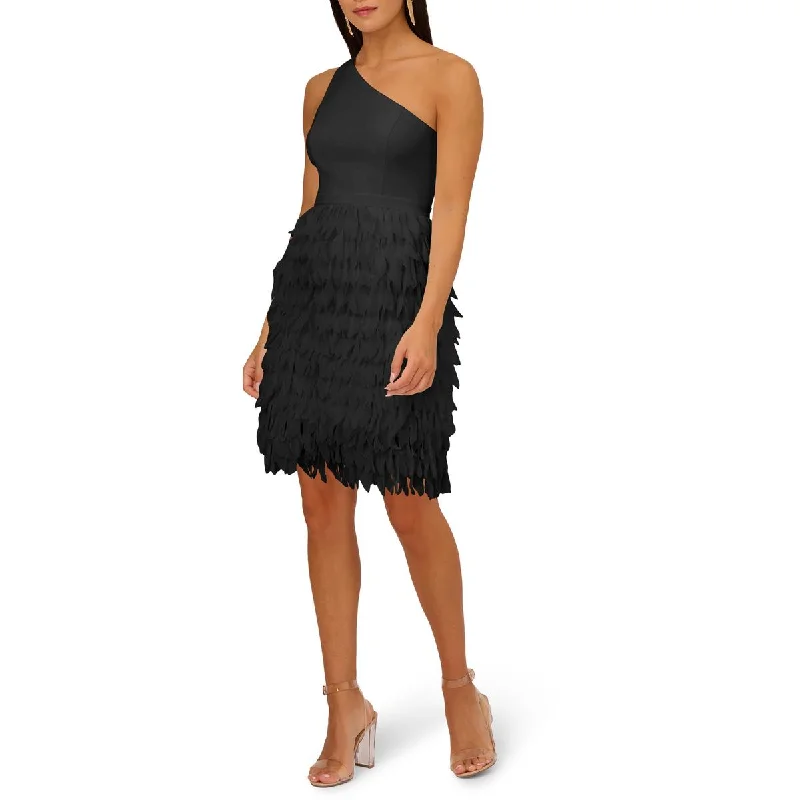 Adrianna Papell Womens Chiffon Feather Cocktail And Party Dress