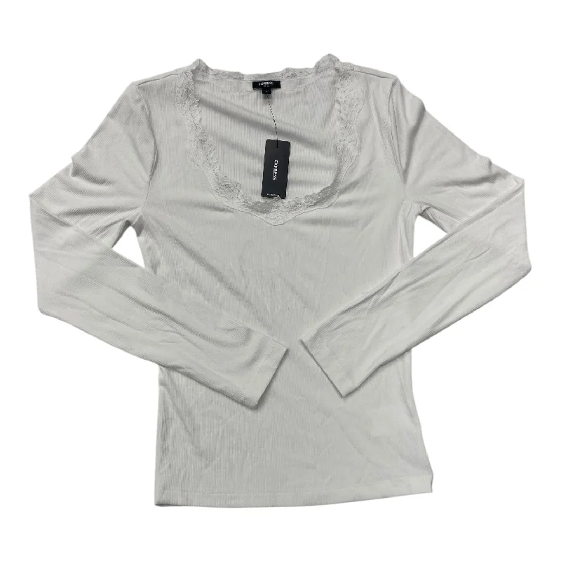 Top Long Sleeve By Express In White, Size: S