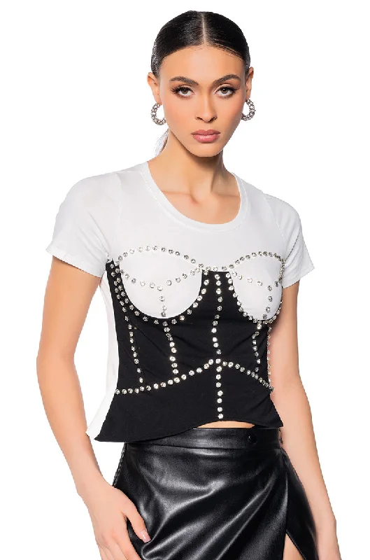 DANNI EMBELLISHED CORSET TSHIRT