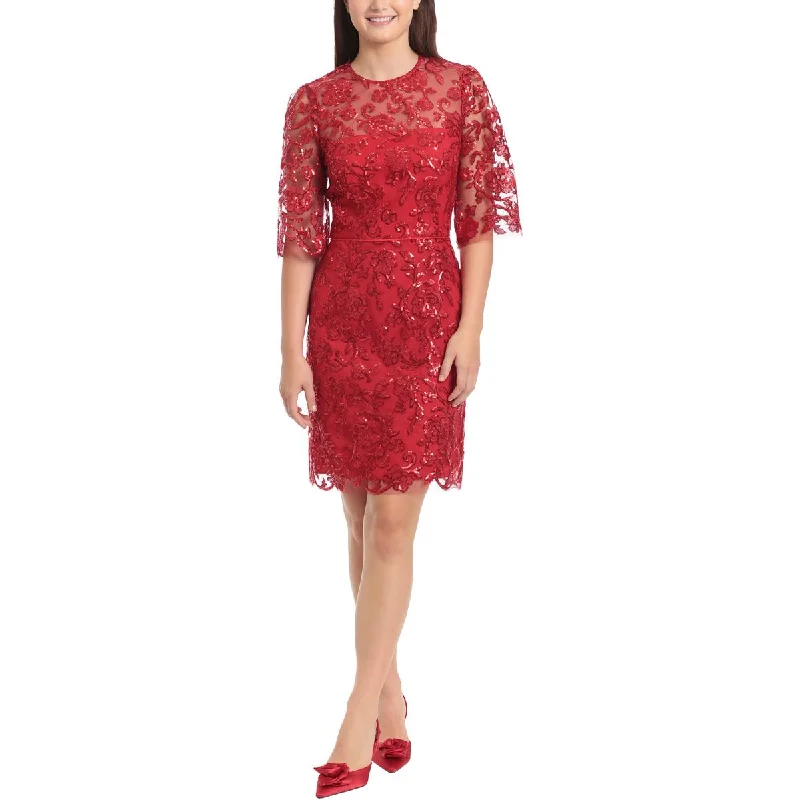 Maggy London Womens Floral Sequin Cocktail and Party Dress