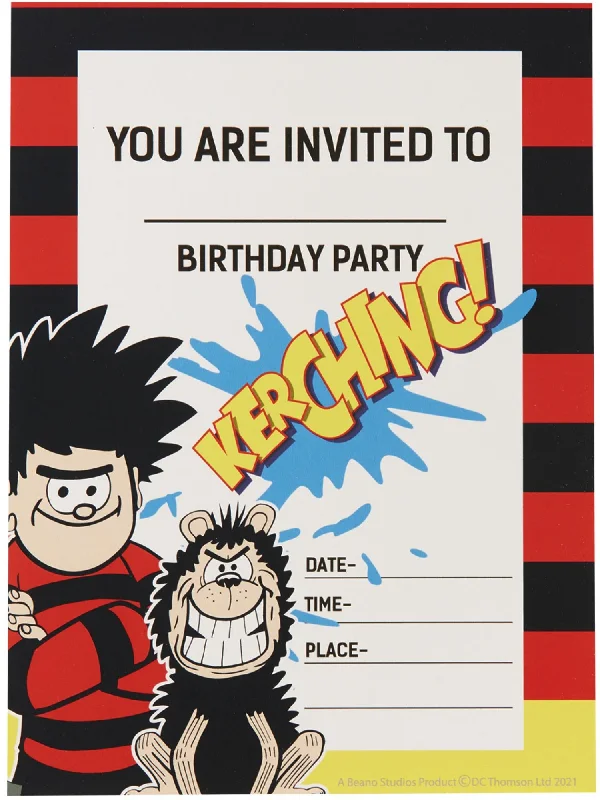 Beano Tableware Party Invitations