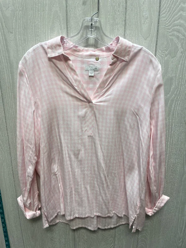 Top Long Sleeve By J. Jill In Pink & White, Size: S