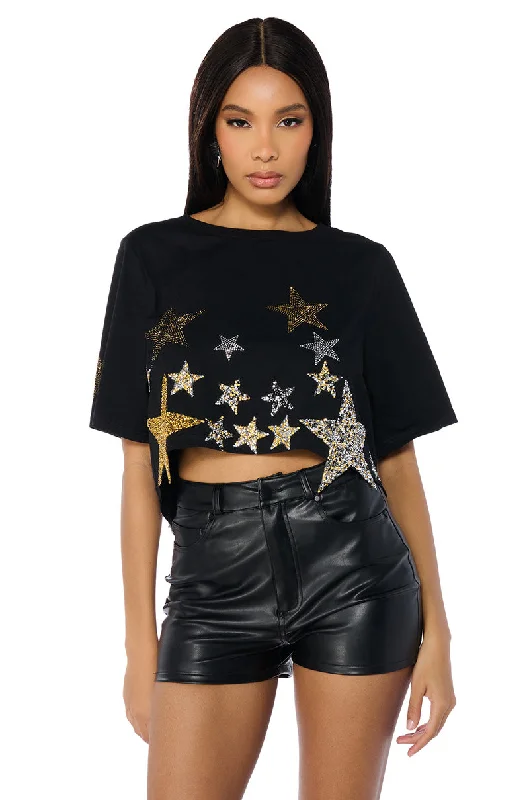 INTO THE STARS CROPPED SHORT SLEEVE T SHIRT