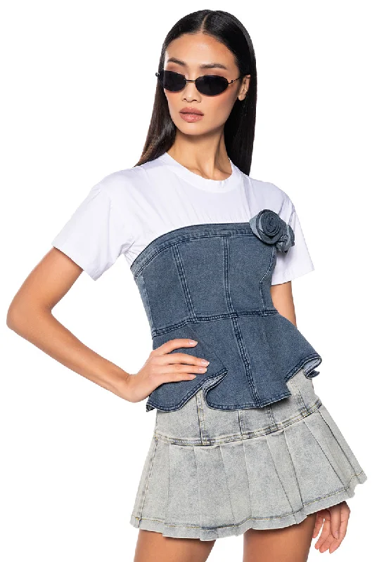 BREATHE ME IN DENIM CORSET TSHIRT