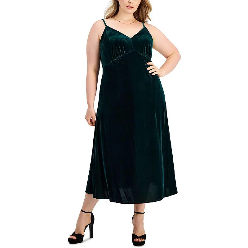 Taylor Womens Plus Velvet Empire Waist Cocktail And Party Dress