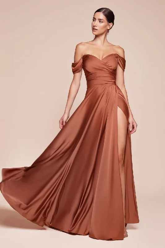 A-line Satin Wrapped Strapless Bodice Long Prom & Bridesmaid Dress CD7493