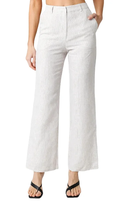 Stripe Linen Pants In Beige