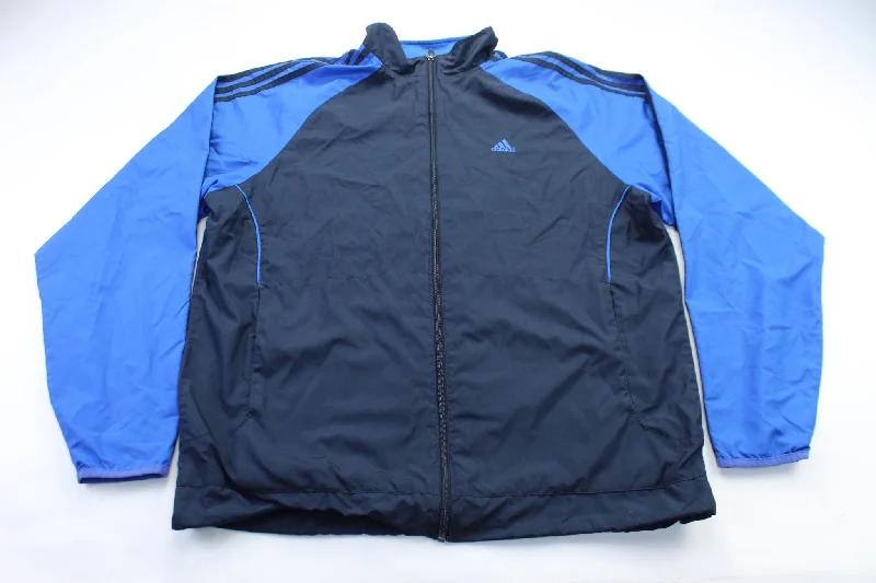 Adidas Embroidered Logo Black & Blue Striped Jacket