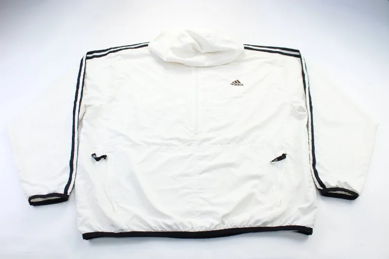 Adidas Embroidered Logo White & Black Striped Jacket