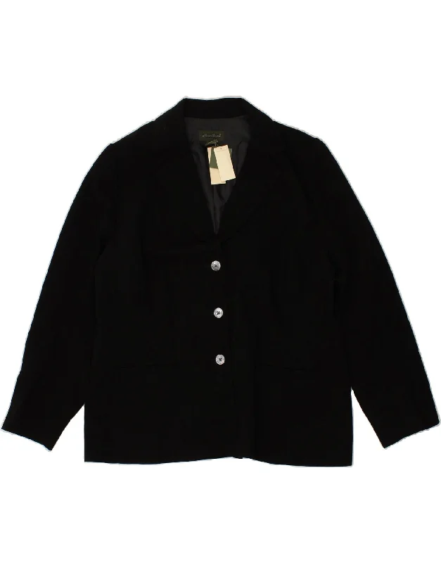 EDDIE BAUER Womens 3 Button Blazer Jacket US 16 2XL Black Acetate