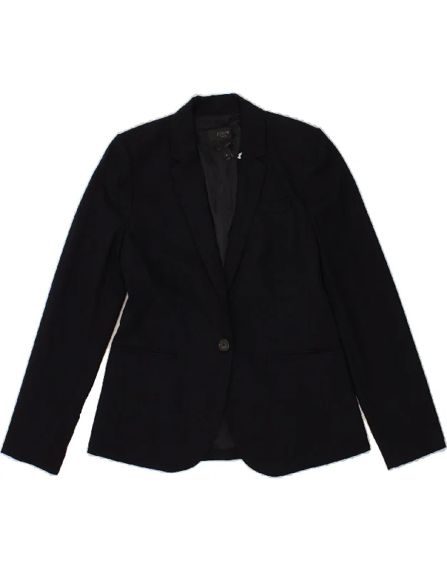 J. CREW Womens 1 Button Blazer Jacket US 6 Medium Navy Blue Wool