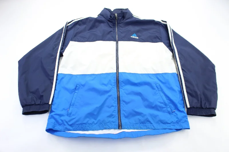 Youth Adidas Embroidered Logo Striped Zip Up Jacket