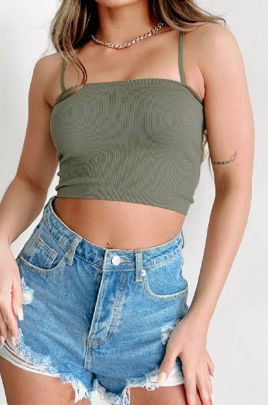 Tinsley Ribbed Crop Top (Army Green)