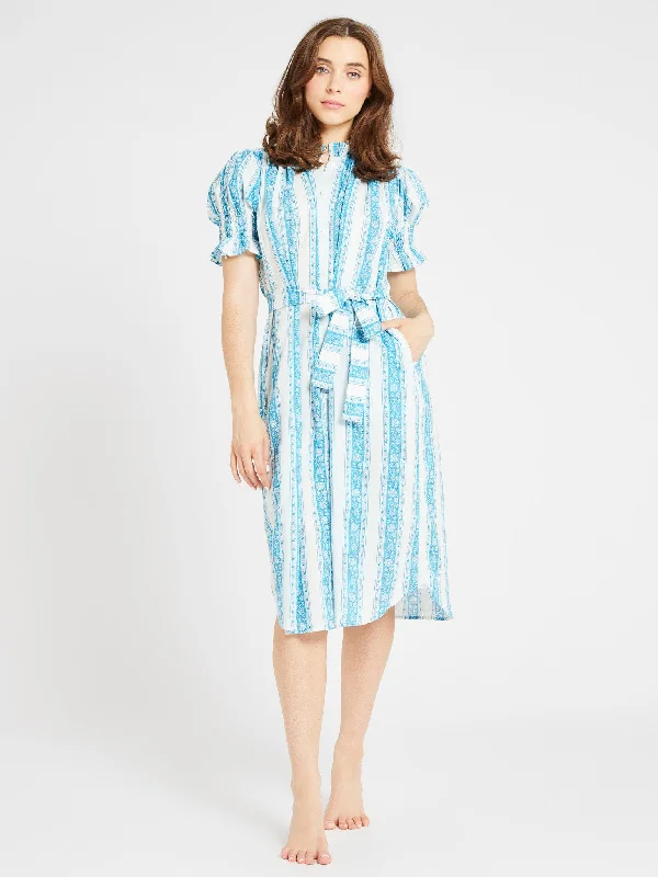 Vera Dress in Aqua Jaipur Stripe