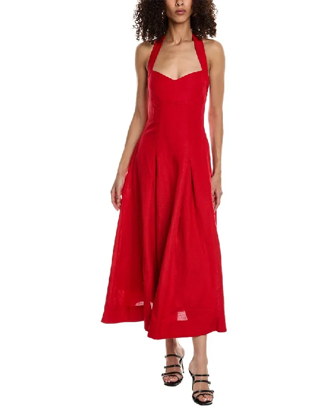 Nicholas Lulu Halter Linen-Blend Maxi Dress