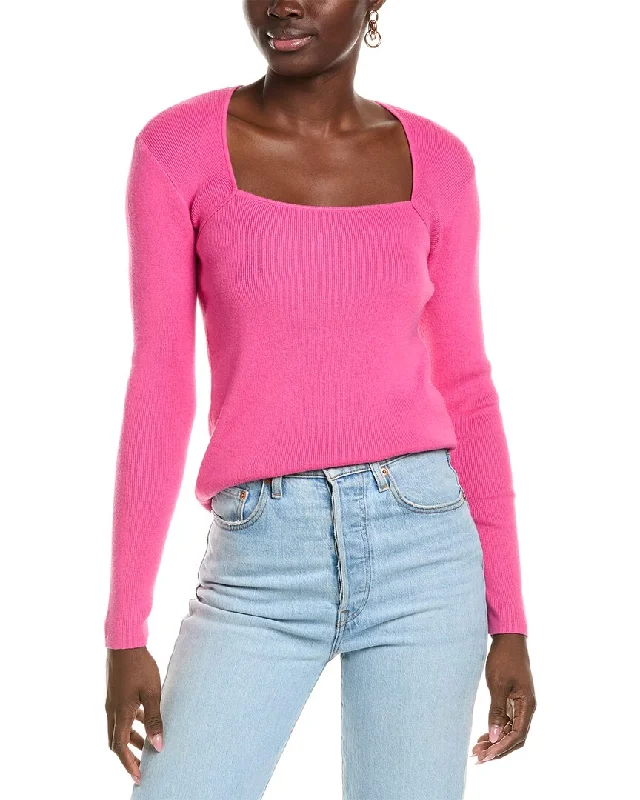 27 Miles Malibu womens  Square Neck Cashmere-Blend Pullover, s, Pink