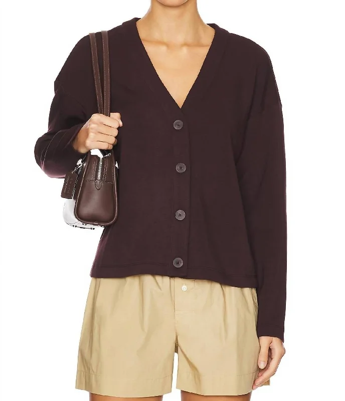 Air Essential Cardigan In Truffle Brown