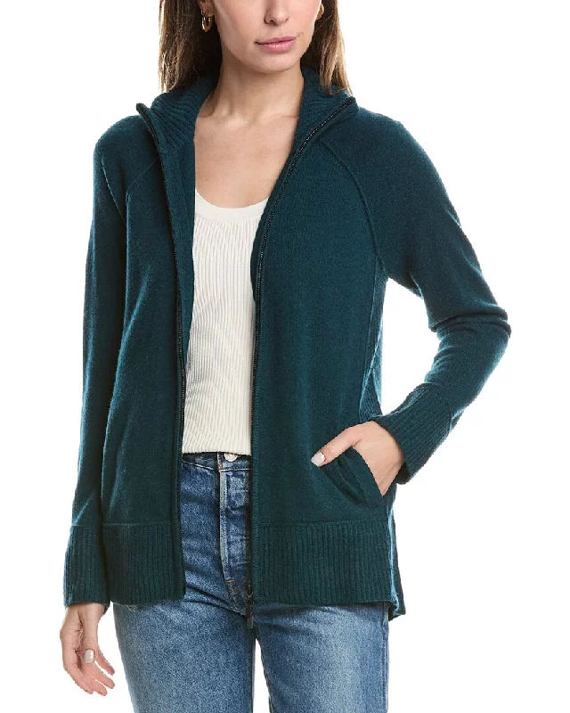 Forte Cashmere Zip Mock Cashmere Cardigan