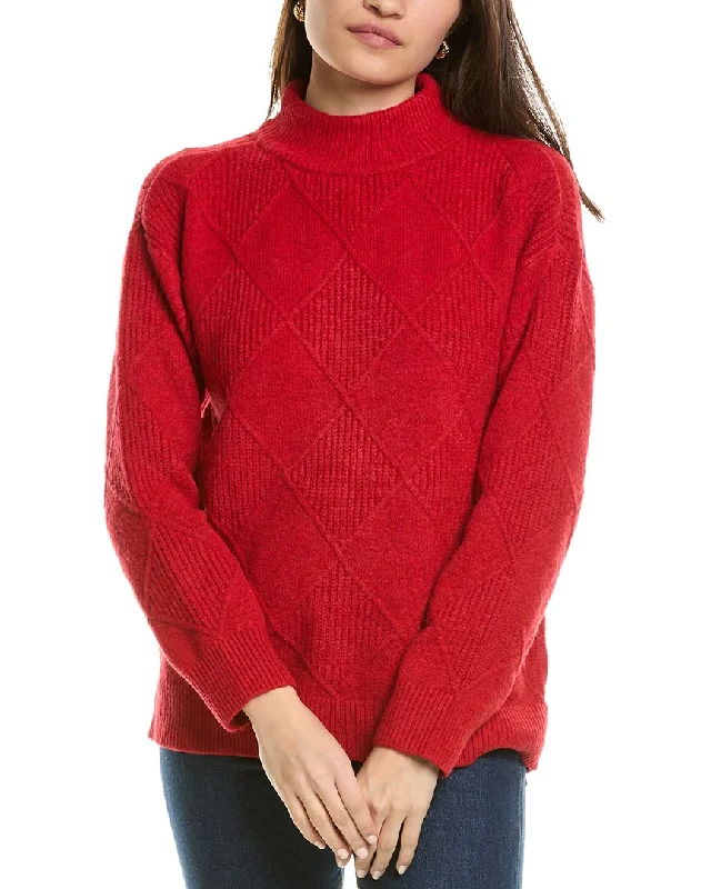 Jones New York Diamond Stitch Mock Sweater