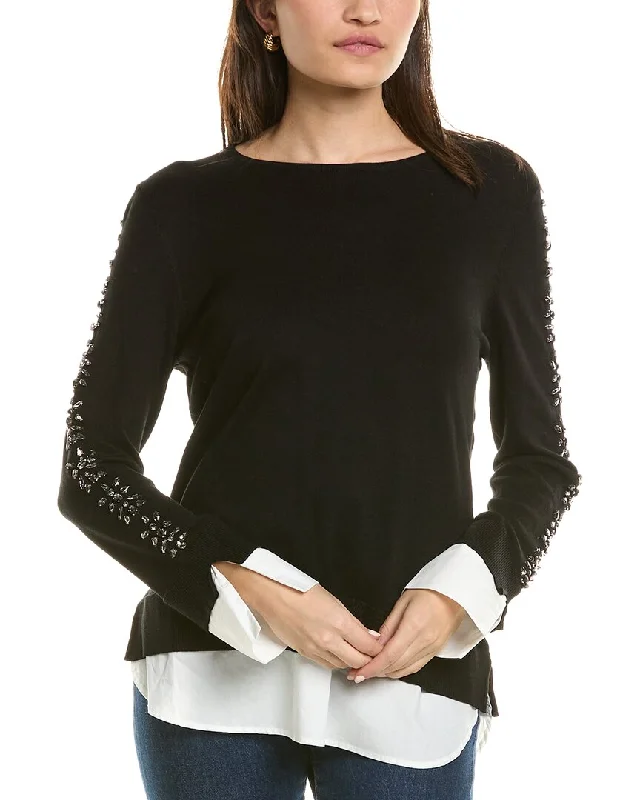 Jones New York Embellished Twofer Sweater