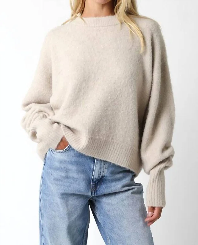 Juli Cozy Crew Neck Sweater In Oatmeal