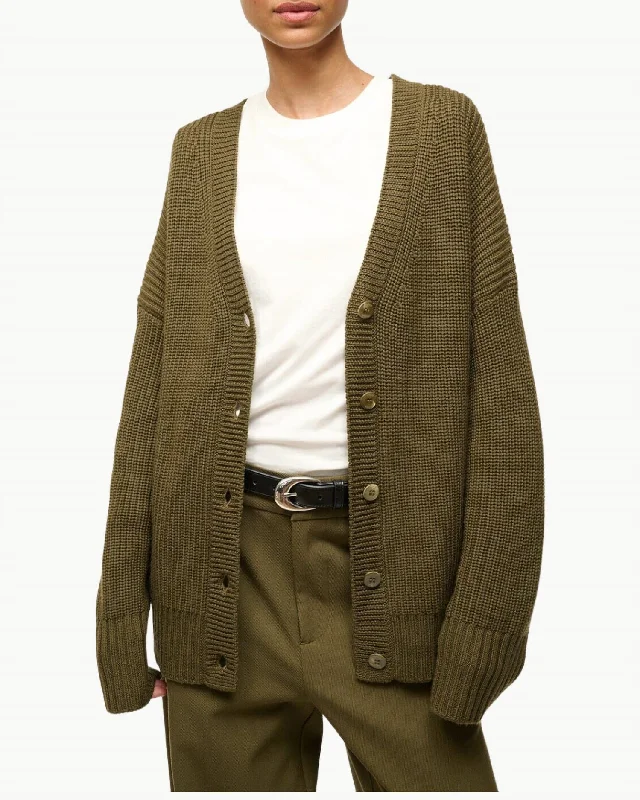 Matilda Long Sleeve Cardigan In Sergeant Green