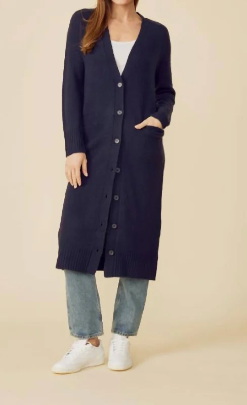 Morgan Cashmere Duster In Navy